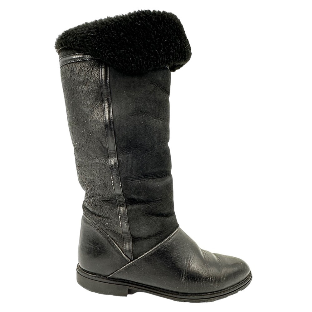 Vintage La Canadienne Tall Leather Winter Boots Shearling Lined Made Canada 7.5